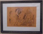 Picasso  Cena Erótica  Belíssima Litogravura Arte Nova / com moldura em madeira envidraçada,  medindo 49 x 39 cm. Assinado no CID.