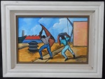 Sigaud, Eugênio de Proenza   (Rio, 1899 / 1979)  Operários, O.S.E., medindo 65 x 50 cm ME, e 45 x 30 cm MI. Assinado no CID, e datado 1962