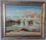 Dario Mecatti  (Florença-Itália, 1909 / S. Paulo, 1976)  Cavalgada, O.S.T., assinado no CID  medindo  67 x 58 cm ME, e  54 x 45 cm MI