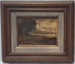 Pedro Weingärtner  (Porto Alegre, 1853 / 1929)  Paisagem, O.S.M., medindo 38 x 28 cm CM; e 20 x 16 cm SM. Assinado no CIE