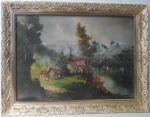Mancini  (1943)  Escola Italiana  Paisagem dos Alpes Italianos, O.S.T.,assinado no CID. Medindo:83 x 63 cm ME, e 68 x 48 cm MI.
