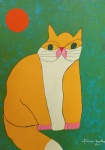 ALDEMIR MARTINS (Ceará, 1922 / S. Paulo, 2006) - "Gato Azul" A.S.T., A.C.I.D, datado de 2001. Med. 70x50 cm. Obs: sem expertise não garantimos autenticidade.