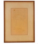 GUIMA - Luís Moreira Castro Toledo de Souza Guimarães (Taubaté, SP. 1927 1993). "Paisagem com Personagem". Gravura. MI. 27 x 16,5cm. Assinado. Moldurado. 42 x31cm.