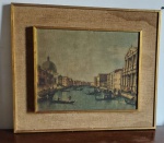 Quadro pintura a óleo imagem retrata uma paisagem com o canal grande de Veneza. Med: 72 x 62 moldura /49x39telacm.