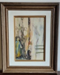 Lindo Quadro, confeccionado sobre alcatex. Pintura representando " ARTE COMTENPORÂNIA"Med: 54,5x44 moldura/33,5x23telacm.