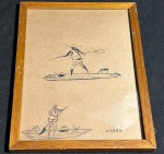 CARYBÉ, Hector (Lanús, Argentina 1911 - Salvador BA 1997) - " Canoas " - Nanquim sobre Cartão. Med.: 32x24 cm Obs.: não garantimos autenticidade.