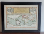 QUADROS - Lindo Quadro  com vidro reprodução "MAPA MUNDO" . Med:68x53cm.