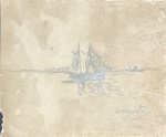 CASTAGNETO, Giovanni Battista Felice Castagneto, também conhecido como João Batista Castagneto (Gênova, 27 de novembro de 1851 Rio de Janeiro, 29 de dezembro de 1900) - "Marinha Com Barco" grafite, A.C.I.D, circa de 1890. Med 18x21 cm. Obs: Ausência de moldura, apresenta marcas do tempo. sem expertise não garantimos autenticidade.