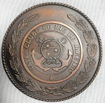 NUMISMATICA - Iate Clube do Rio de Janeiro - Antiga e rara medalha comemorativa a Temporada de Pesca Oceânica, em bronze finamente cinzelada. Med  7,5 cm.