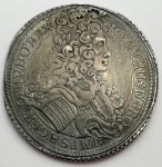 Moeda de prata da Austria, Thaler de 1708, busto de Joseph I, 28,15gr, 45mm, KM#1444