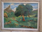 Vicente Leite "Paisagem - Rio" óleo sobre tela, medindo 53 X 72 cm, assinado canto inferior esquerdo,datado.