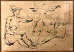 Flavio de Carvalho "Figuras femininas" nanquim sobre cartão, medindo 70 x 100 cm, assinado canto superior direito e datado de 67.