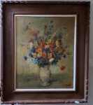 Mecatti, Dario " Vaso de Flores" Ó óleo sobre tela, assinado no canto inferior direito, medindo 72 x 58 cm.