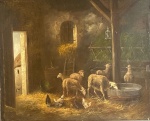 G. Pallizzi "Estábulo", óleo sobre tela, medindo 55 X 67 cm e assinado canto inferior direito. Sem moldura