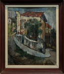 Inimá de Paula "Casario em Santa Teresa - RJ", óleo sobre madeira, medindo 46 X 35 cm e assinado quanto inferior direito.