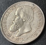 RARA - MOEDA DO BRASIL - 2 000 REIS 1875 - LUSTER F. (DUPLO - VARIANTE CATALOGADA) + RABICHO (VARIAN