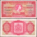 BERMUDA CEDULA RARA DO ANO 1957 DE 10 SHILLINGHS SÉRIE RAINHAS - CEDULA EM ESTADO SOBERBO DE CONSE