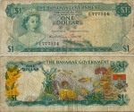 BAHAMAS - SÉRIE RAINHAS CEDULA CIRCULADA COLORIDA NO REVERSO MUITO ESCASSA BÉLISSIMA CONFORME A FOTO