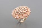 CARLA AMORIM Anel em Ouro Rose 18k com Quartzos Rosa de 8x4mm e Aprox. 2.2ct de Diamantes Fume - Aro