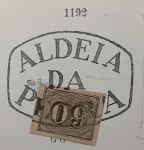 Carimbos - Numeral 60 réis vertical - Carimbo ALDEIA DA PEDRA P.A. 1192