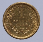 Moeda dos Estados Unidos - 1 dollar - 1849 - OURO (.900) - 1.64 g - 13 mm - KM# 73 - Liberty Head