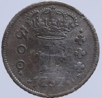 Moeda do Brasil - 300 réis - 1757B - Bahia - P215 - Série JOTA - Prata - Colônia - ESCASSA