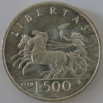 Moeda de Prata ,San Marino 500 Lire 1979 -FC