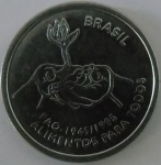Moeda de Aço Inoxidavel , Brasil 10 entavos 1995 -FAO