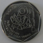 Moeda de Aço Inoxidavel , Brasil 25 entavos 1995 -FAO