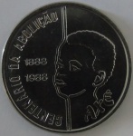 Moeda de Aço Inoxidavel, Brasil 100 Cruzados 1988 -filho