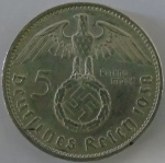 Moeda de prata Estrangeira ,Alemanha  5 Reichsmark 1938 -A 