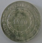 Moeda de prata Brasil 1000 Reis 1861