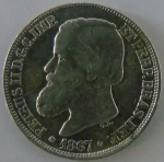 Moeda de prata Brasil 200 Reis 1867 -