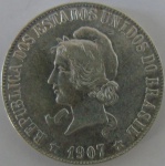 Moeda de prata Brasil 2000 Reis 1907 -