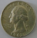 Moeda de Prata Estrangeira , Estados Unidos quarter Dollar 1962 -