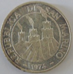 Moeda de Prata ,San Marino 500 Lire 1974 -FC