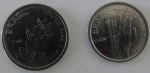Moeda de Aço Inoxidavel , Brasil 1 açucar e 5  Cruzeiros cafe 1985  - 2 moedas - FAO 