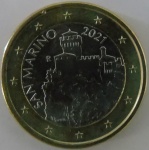 Moeda de Bimetalica Estrangeira ,San Marino 1 Euro 2021 - 