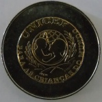 Moeda de Bimetalica ,Portugal 100 Escudos 1999 UNICEF (Portuguesa)