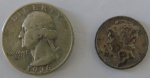 Moeda de Prata Estrangeira , Estados Unidos 1 dime e quarter Dollar 1936 - 2 -moedas