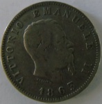 Moeda de prata Estrangeira,Italia 1 Lire 1863 -
