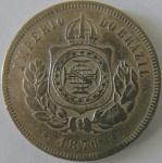 Moeda de niquel Brasil 200 Reis 1876 -