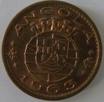 Moeda de Bronze Estrangeira ,Angola 1 escudo 1963 -
