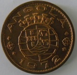 Moeda de Bronze Estrangeira ,Angola 1 escudo 1972 -