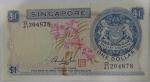 Cedula estrangeira - Singapore 1 Dollar  -