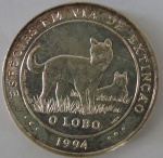 Moeda de prata ,Portugal 1000 Escudos 1994 -O Lobo -