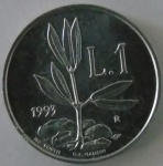Moeda de Aluminio Estrangeira ,San Marino 1 Lire - 1993 - FC