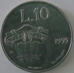 Moeda de Aluminio Estrangeira ,San Marino 10 Lire - 1993- FC