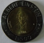 Moeda de Bimetalica Estrangeira ,San Marino 500 Lire - 1984 - Albert Einstein - FC