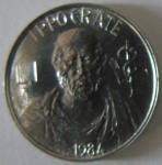 Moeda de Aluminio Estrangeira ,San Marino 1 Lire - 1984- Ippocrate - FC